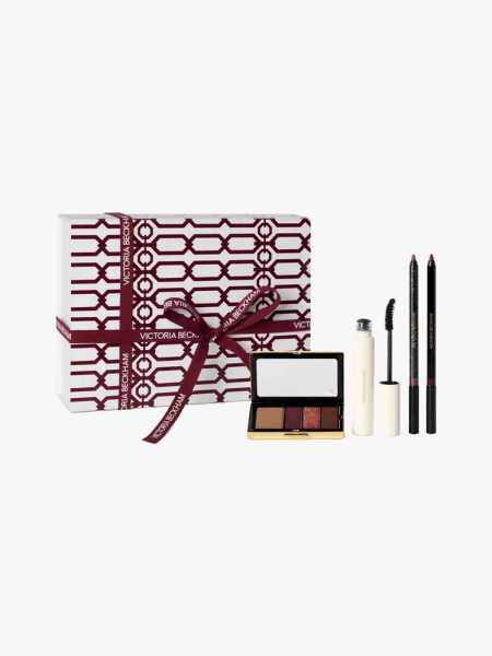 Victoria Beckham Eye Wardrobe Collection in multiple branded components on a light gray background