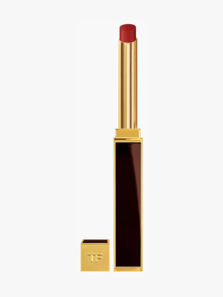 Tom Ford Slim Lip Color Shine in branded component on a light gray background